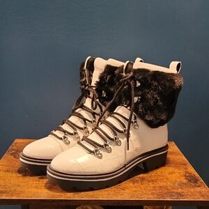 Sigerson Morrison Women's White and Black Fur-Lined Boots